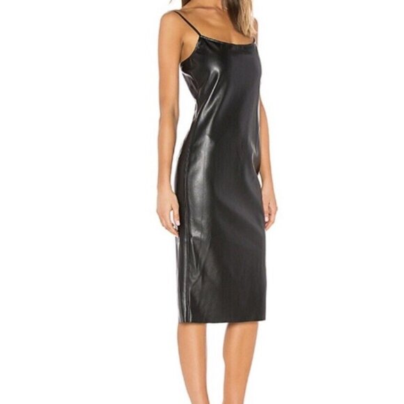 Theory Dresses & Skirts - NWT Theory Skinny Slip Bedford Dress Black Faux Leather